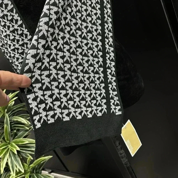 Michael Kors Knit Scarf,silver threading, MK logo throughout,- 10”Wx 62”L - Picture 4 of 10